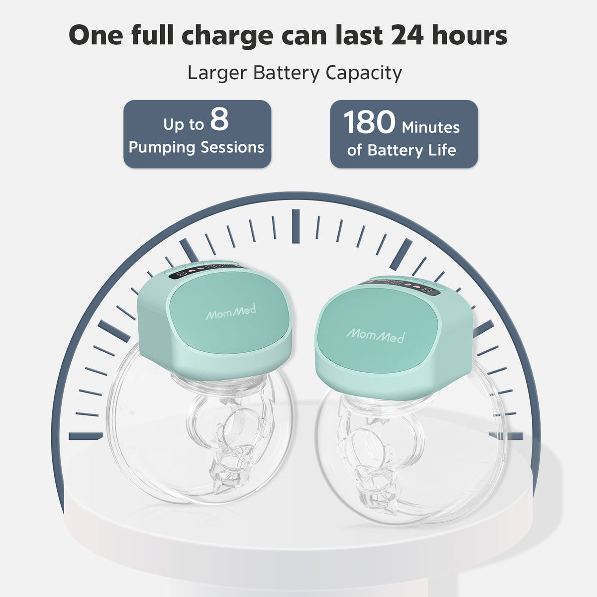 The MomMed S10 Pro Double Wearable Breast Pump has a long-lasting battery life