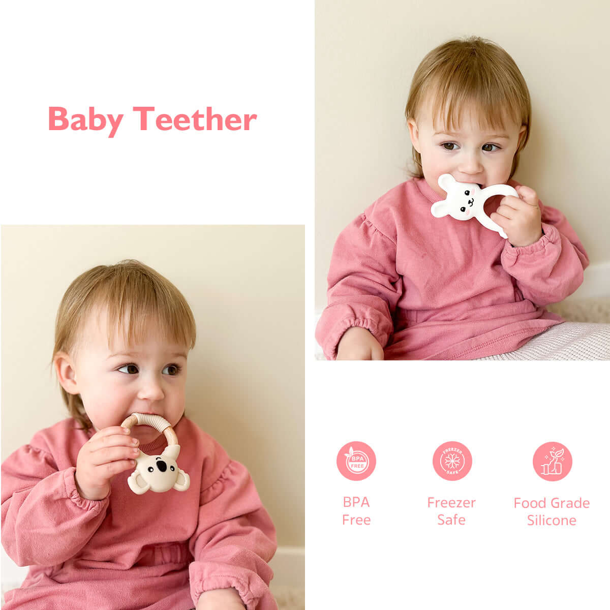 A baby using MomMed baby Teether