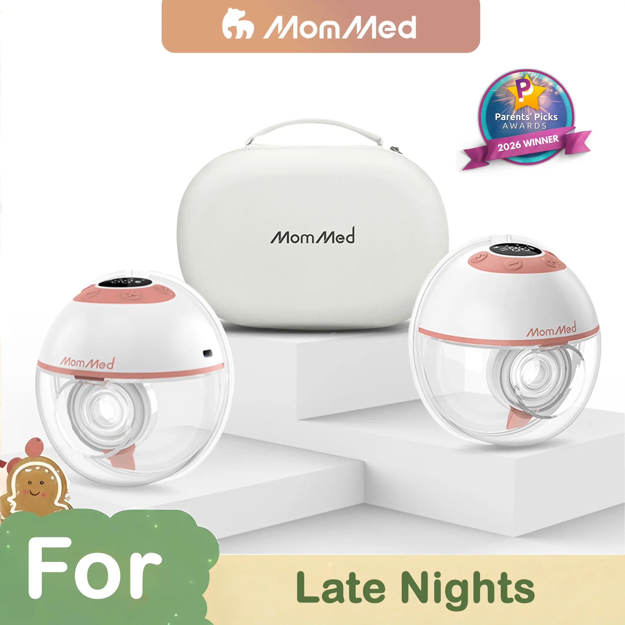 まみむめも MomMed M21 Luma Double Wearable Breast Pump with Night Light