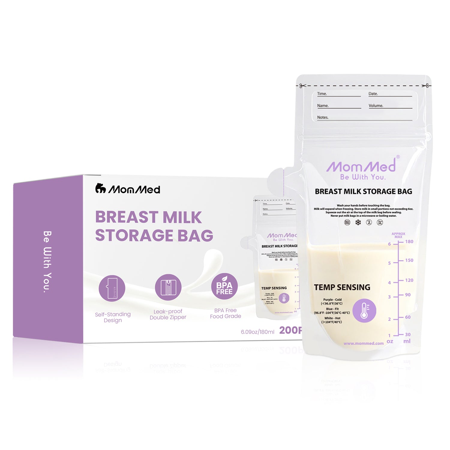 MomMed Breast Milk Storage Bags with Smart Temperature Indicator