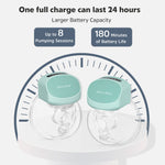 The MomMed S10 Pro Double Wearable Breast Pump has a long-lasting battery life