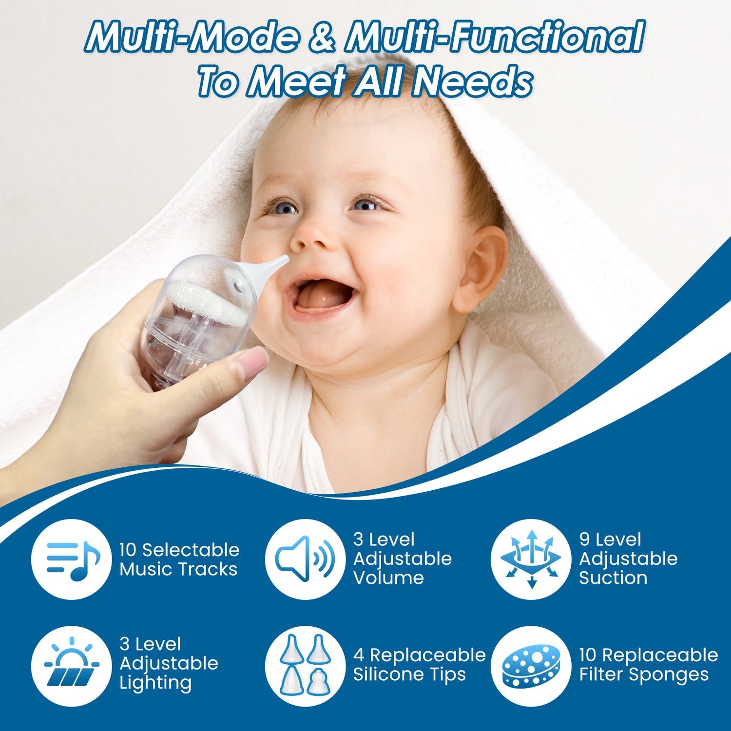 Electric Baby Nasal Aspirator with 9 Adjustable Suction Levels