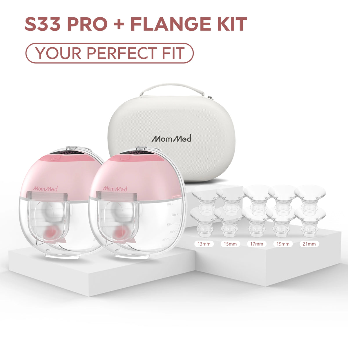 MomMed S33 Luma Double Wearable Breast Pump & Flange Sizing Kit