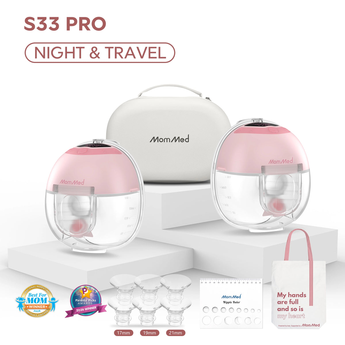 MomMed S33 Luma Double Wearable Breast Pump with Night Light