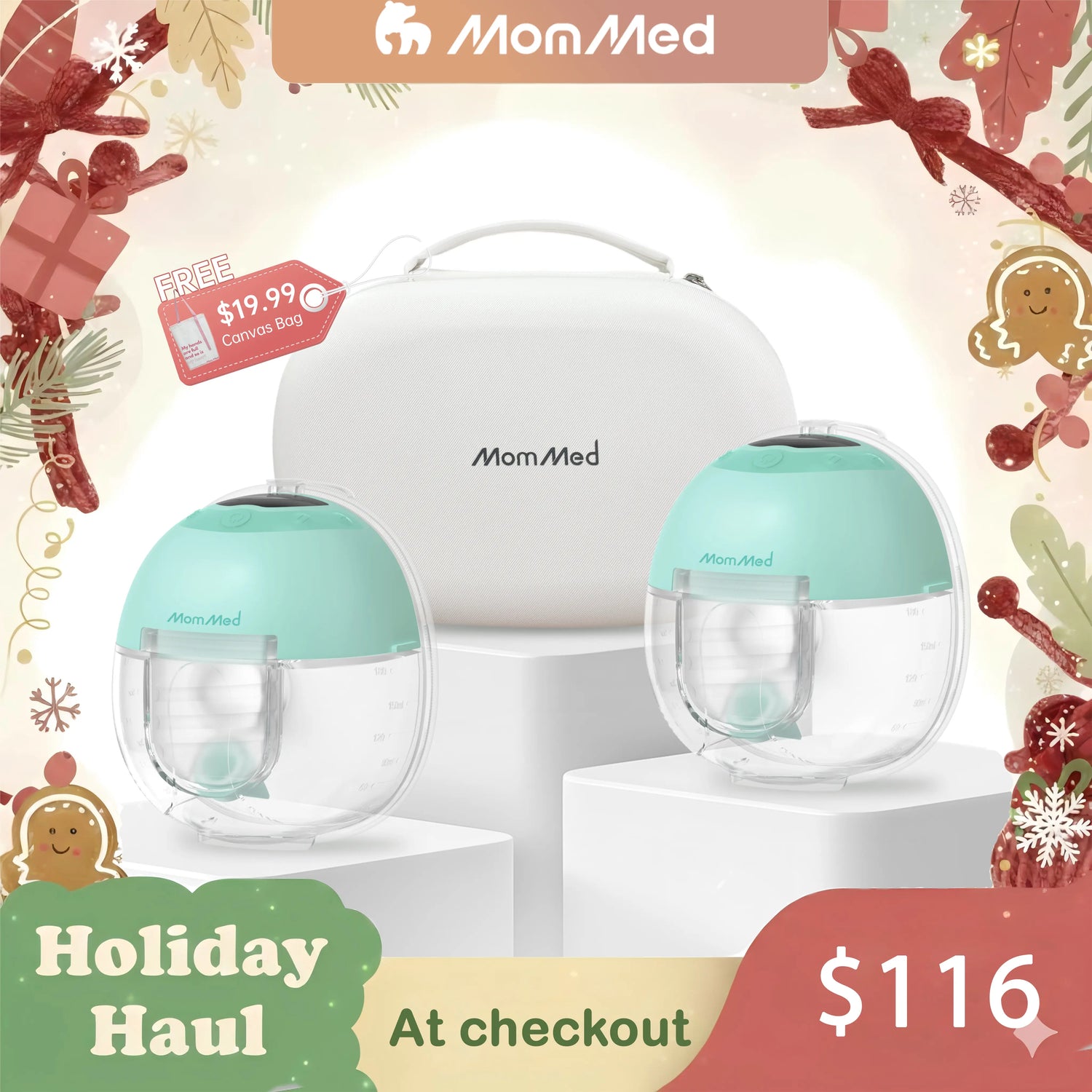 MomMed S33 Luma Wearable Breast Pump with Night Light – Double Hands-Free Electric Pump