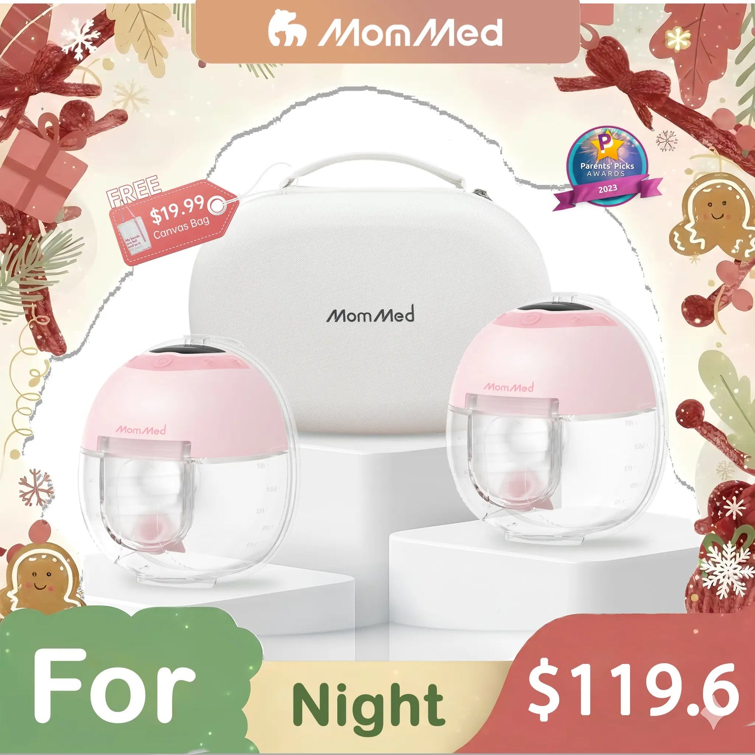 MomMed S33 Luma Wearable Breast Pump with Night Light – Double Hands-Free Electric Pump