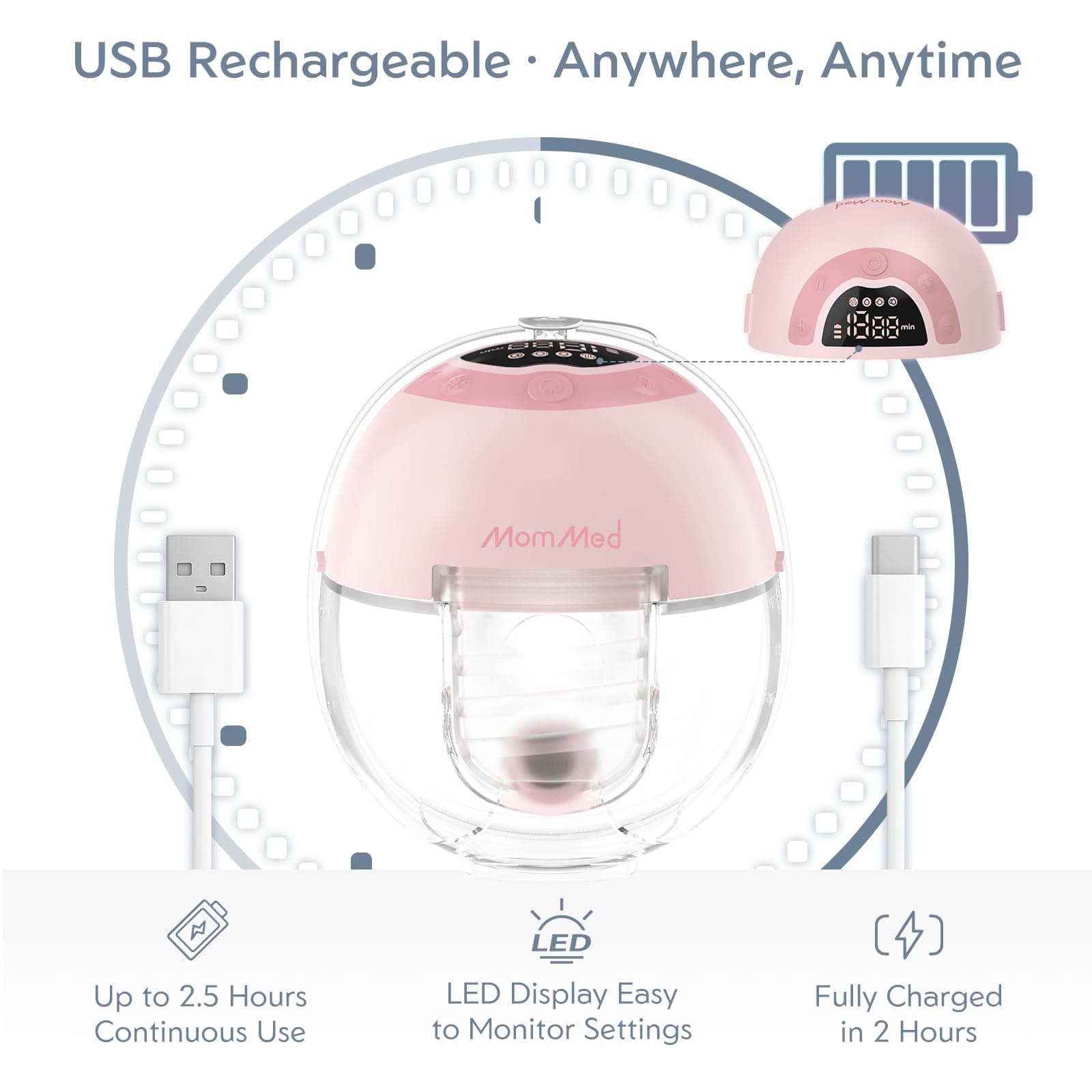 MomMed S33 Luma Wearable Breast Pump with Night Light | Hands-Free