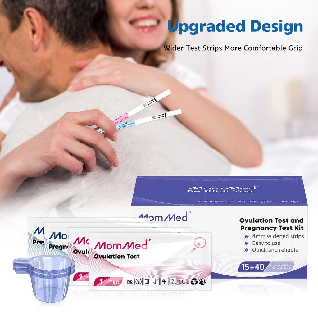  MomMed Ovulation Test Kit (HCG15-LH40), 15 Pregnancy & 40  Ovulation Test Strips with 55 Urine Cups Reliable & Quick Early Pregnancy  Test : Health & Household