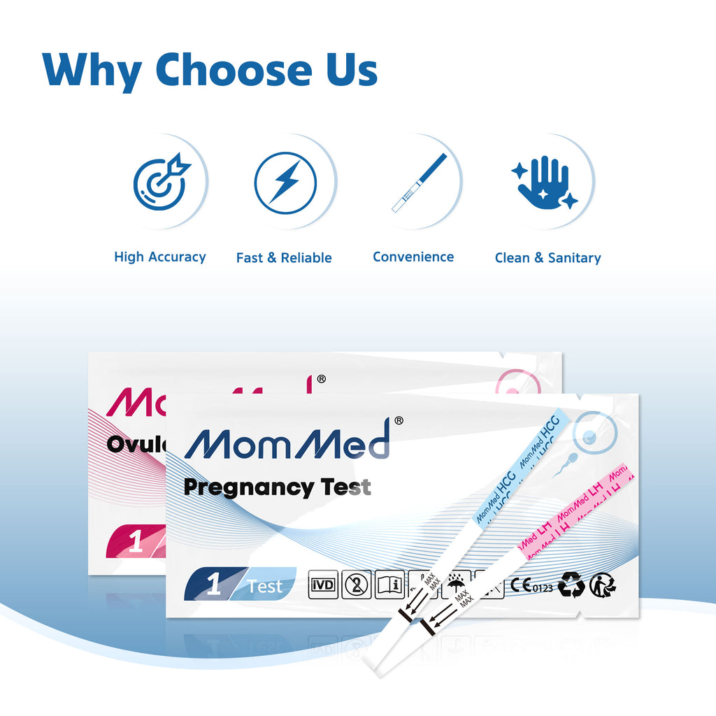  MomMed Ovulation Test Strips, Ovulation and Pregnancy Tests  (LH50-HCG20), Includes 50 Ovulation Tests and 20 Pregnancy Tests with 70  Urine Cups, Accurately Track Ovulation and Detect Early Pregnancy : Health  & Household